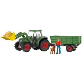 Schleich Farm World Traktor mit Anhänger, Spielfahrzeug
