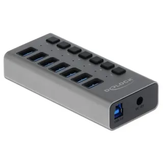 DeLOCK Externer SuperSpeed USB Hub mit 7 Ports + Schalter, USB-Hub