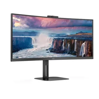 AOC CU34V5CW/BK, LED-Monitor (86.4 cm (34 Zoll), schwarz, WQHD, VA, HDMI, DisplayPort, FreeSync, Webcam, 100Hz Panel)